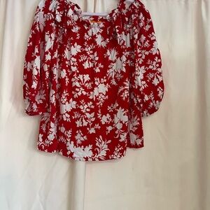 Parker Red Ruffled Puff Sleeve Blouse